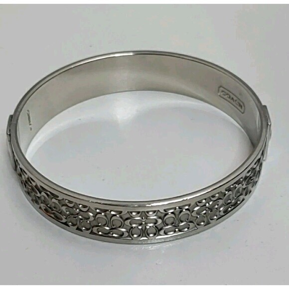Coach Silver Tone Signature C Statement Bangle Bracelet - Picture 5 of 5